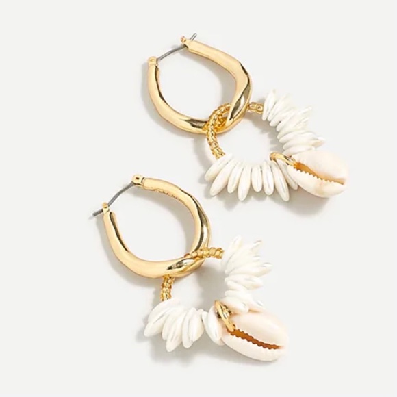 Cowrie Shell & Pearl Hoop Earrings - Picture 6 of 9